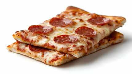 Two Slices of Pepperoni Pizza on White Background