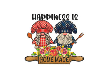 Happiness is homemade, Vintage Kitchen PNG Sublimation Design