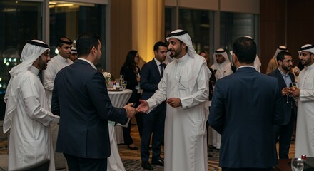 Business Networking Event in Dubai: Professionals in Traditional and Modern Attire
