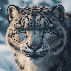 Fototapeta premium Snow leopard portrait close up