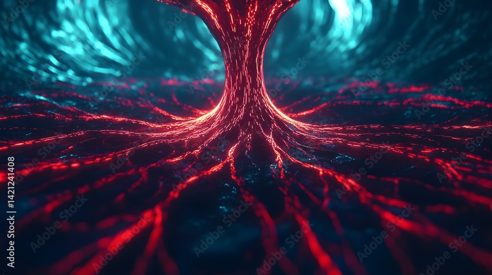 Poster abstract representation of neural connections or data flow