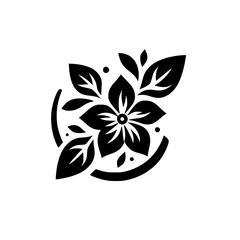 Elegant Minimalist Botanical Graphic Flower Icon Element Black and White
