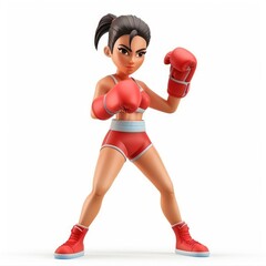 Digital illustration of a female boxer in fighting stance.