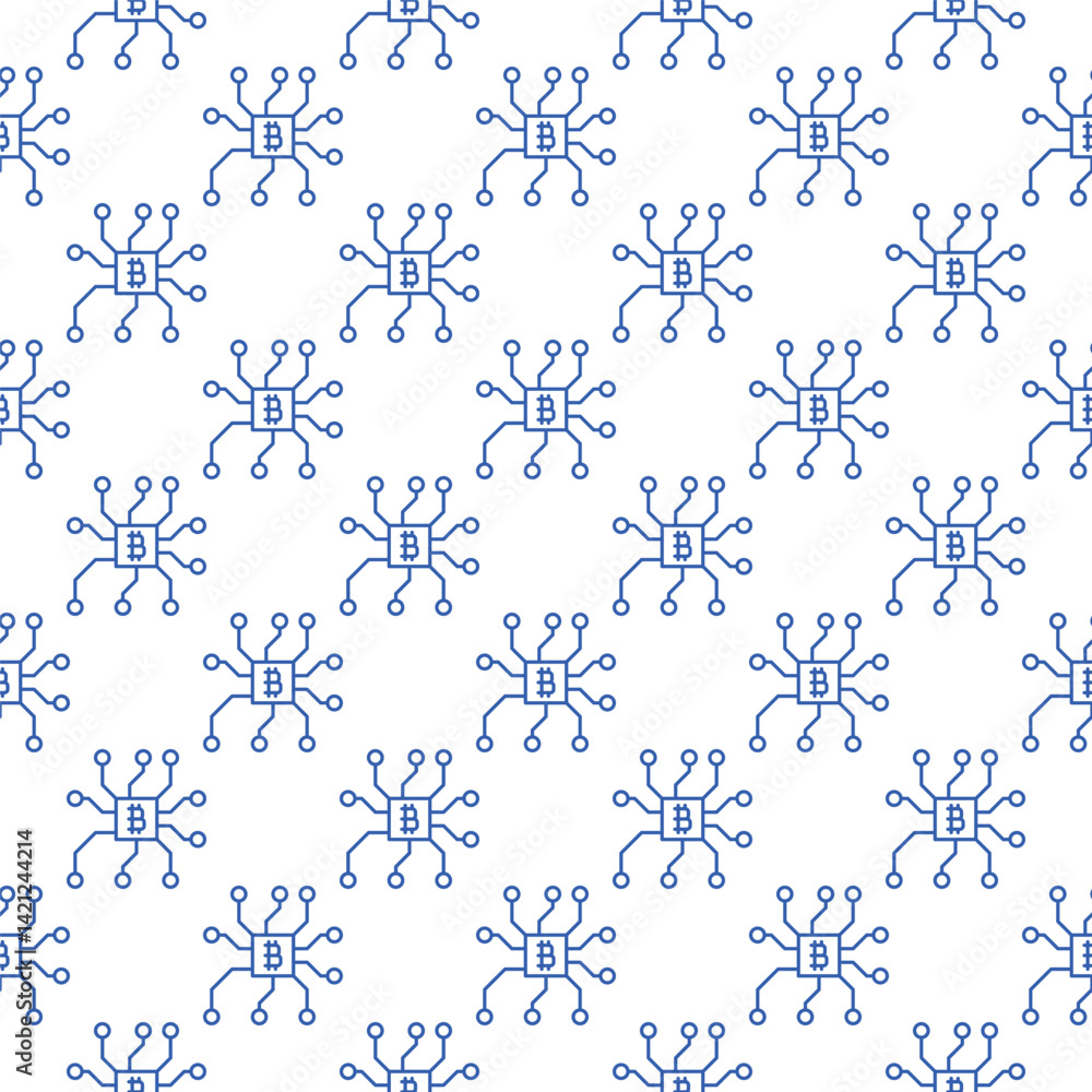 Aufkleber bitcoin chip vector cryptocurrency seamless pattern in outline style