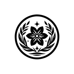 Obraz premium Elegant Minimalist Floral Circle Emblem Vector Graphic Design