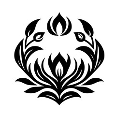 Elegant Black and White Stylized Floral Ornament Graphic Illustration