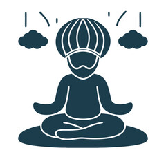 Guru Nanak Dev Ji Silhouette Meditation - Guru Nanak Dev Ji – Silhouette of Guru Nanak in meditation with iconic round hat