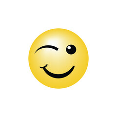 Fototapeta premium Winking Face Emoji Icon, Flirty Smiley Emoticon Vector Art