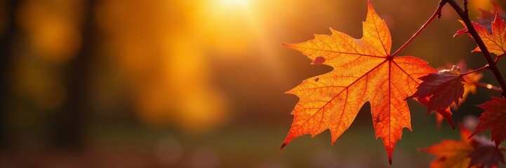A vibrant autumn leaf glistens in the sunlight, showcasing nature's beautiful colors.