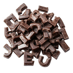 Delicious Dark Chocolate Letter Treats on white background