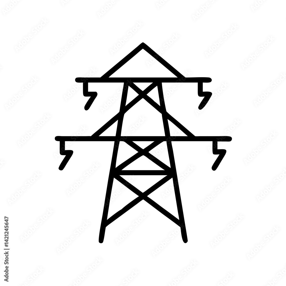 Poster power line icon in minimalist style with black color