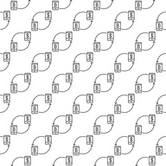 Bitcoin Cryptocurrency Exchange vector Buy and Sell Crypto outline seamless pattern