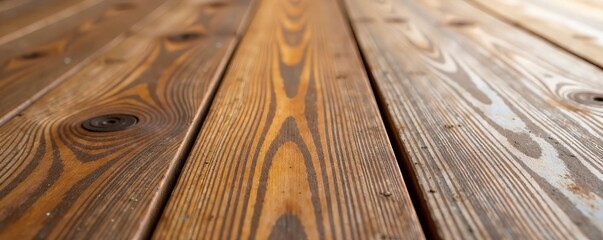 Close-up of textured wooden floor boards showcasing natural patterns and colors.
