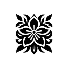 Elegant Stylized Black Floral Graphic Design Element on White