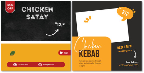 Promotional Food Banner Featuring Chicken Satay and Chicken Kebab