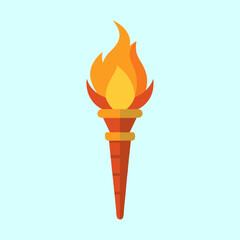 Illustration of a fiery torch against a light blue background with gradients