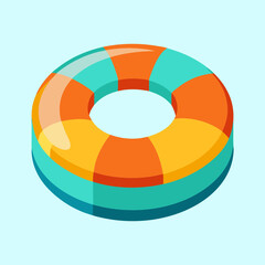 Obraz premium Illustration of an inflatable ring buoy with orange, yellow and turquoise bands