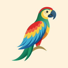 Vibrant Vector Illustration of a Colorful Macaw Parrot Perched on a Branch