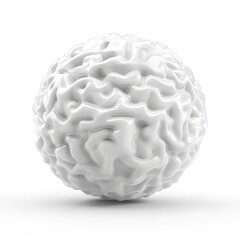 Spherical brain-like form, isolated on white background.