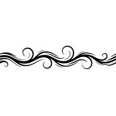Fototapeta premium Elegant Black Swirl Wave Decorative Border Graphic Element