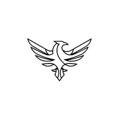 Elegant Minimalist Line Art Phoenix Eagle Bird Logo Emblem Design