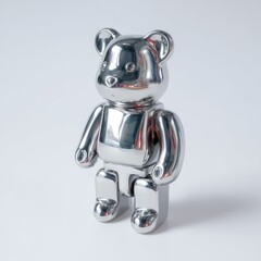 Polished chrome teddy bear figurine.