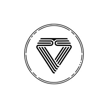 Sleek Abstract Geometric Diamond Logo with Parallel Lines in Circle Frame Design