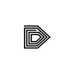 Dynamic Geometric Letter D or Arrow Logo Icon in Minimalist Graphic Line Art Style - Abstract Black and White Design Element