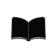 Clean vector logo a solid black open book silhouette, centered on a white background. Geometric shapes and clean lines ensure symmetry and visual clarity, ideal for an education-focused brand