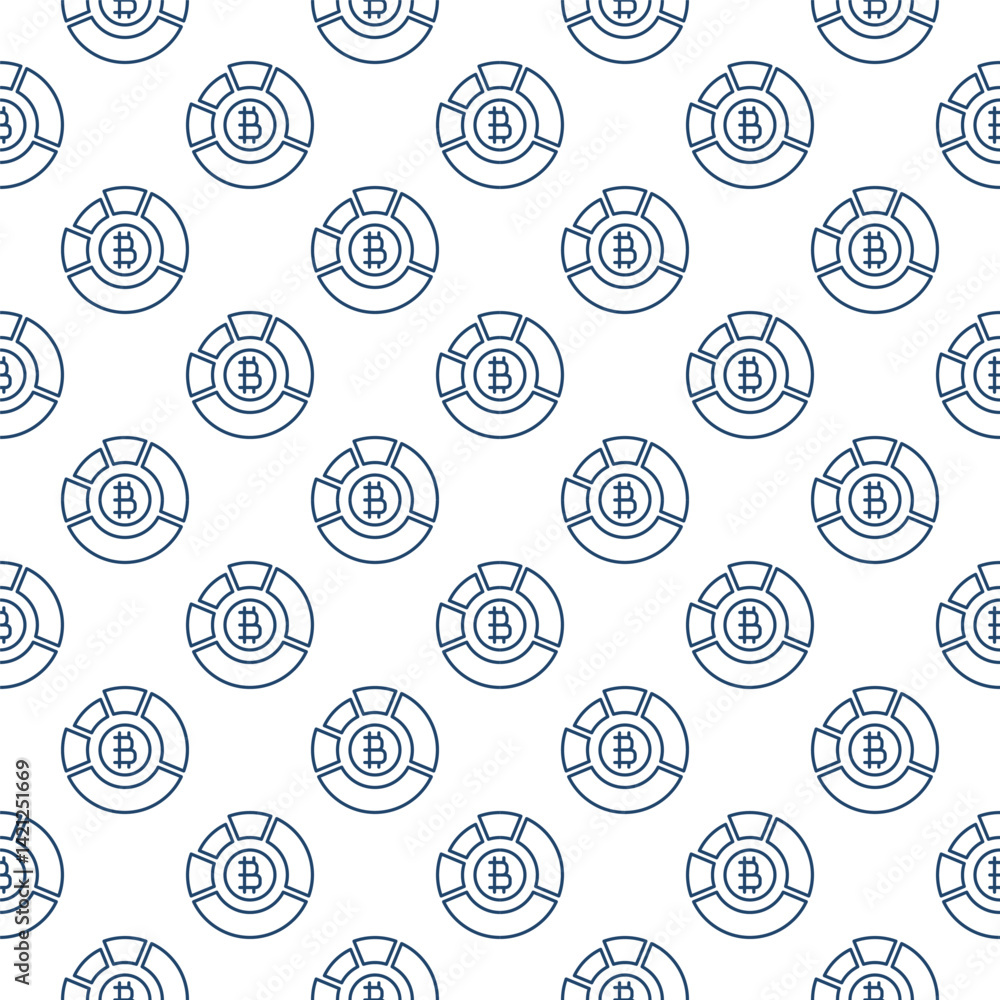 Poster bitcoin pie chart vector crypto trading stats thin line seamless pattern