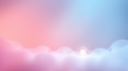 Glowing Sphere in Pastel Clouds