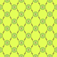 Bitcoin sign inside Circle vector Crypto Currency colored seamless pattern