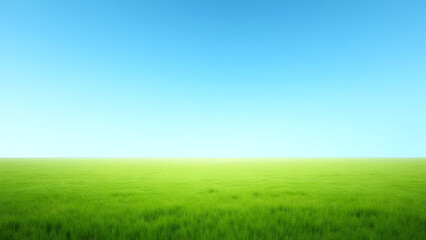 Obraz premium Vast Green Field Under Clear Blue Sky