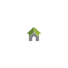 Green Roof House Logo with white background. 