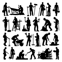 Fototapeta premium construction worker silhouette ,construction silhouette