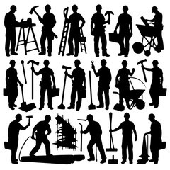 Obraz premium construction worker silhouette ,construction silhouette