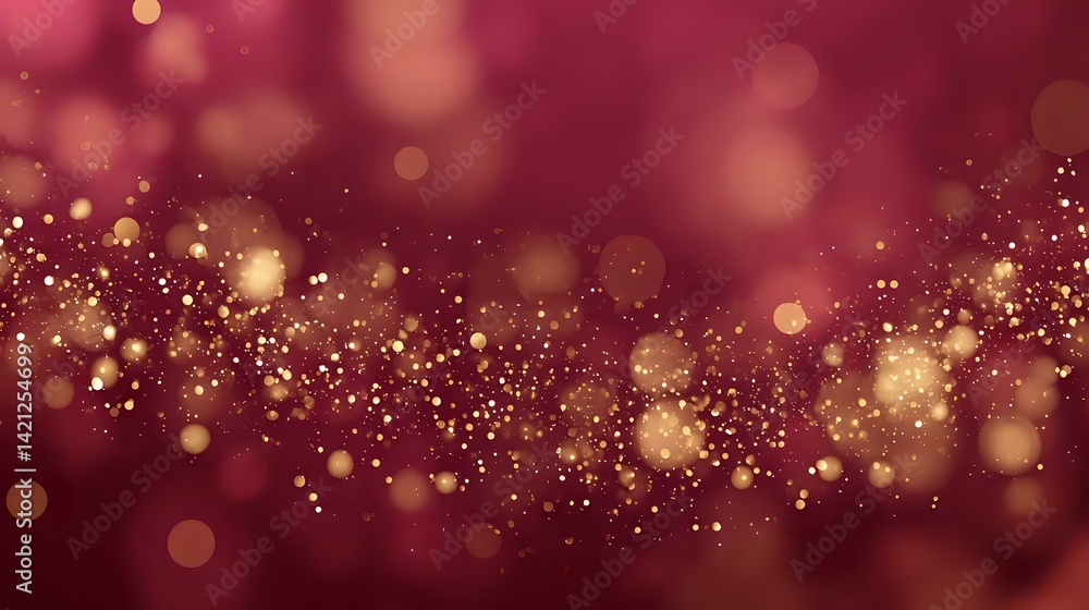 Canvas Prints maroon abstract background with soft vintage light glow and gold bokeh glitter pattern, elegant blur