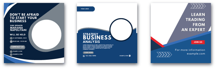 Set of Business Seminar Templates for Social Media Posting Design