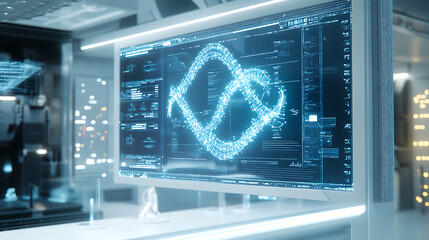 Futuristic DNA Strand on Circuit Board Digital Genetics and Biotechnology