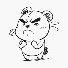 Angry Cartoon Hamster Character – Hand-Drawn Doodle Style