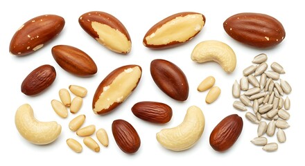 Obraz premium Nuts white background Nuts whit. Brazilian food