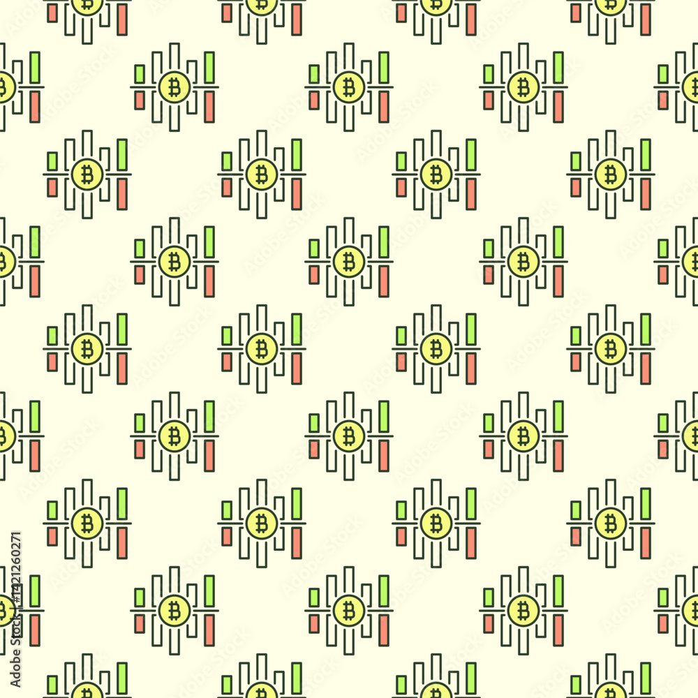 Aufkleber cryptocurrency graph vector bitcoin crypto trading colored seamless pattern