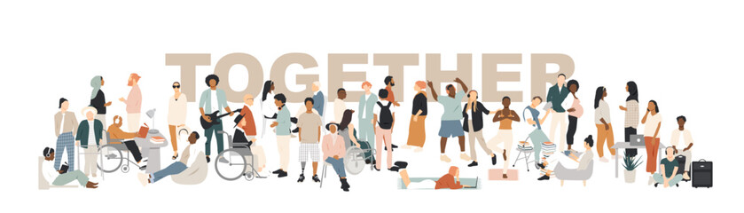 Different people together. Modern design.