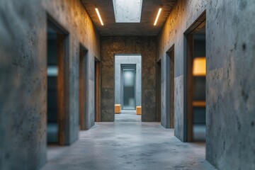 Fototapeta premium Blurry Corridor in a Textured Office Chamber: Evocative Indoor Workspace for Business Narratives