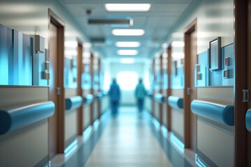 Obraz premium Soft-Focus Ambiance of a Hospital Corridor with Abstract Configurations and Blur Effects