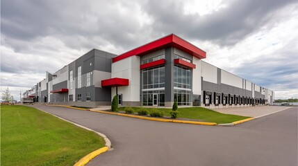 Modern warehouse building with contemporary design