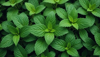 mint leaves in the garden