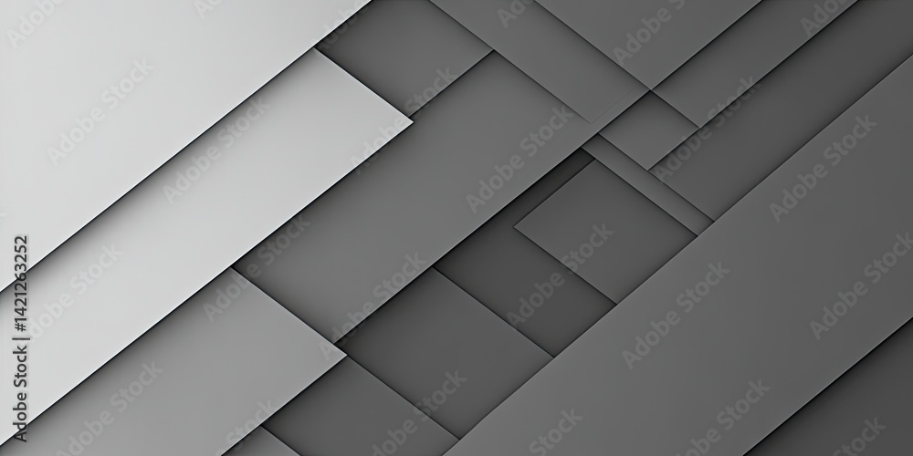 Aufkleber abstract gray background with geometric shapes, 3d layered rectangles and shadows