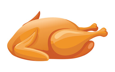 Roasted Chicken Food - Vector Illustration
