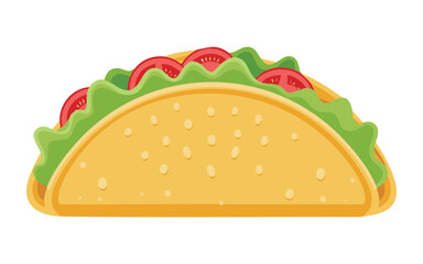 Taco Sandwich Vegetables Food Snack - Vector Illustration